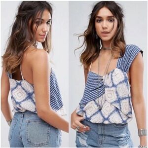 Free People Blue and White Printed Camisole Tank